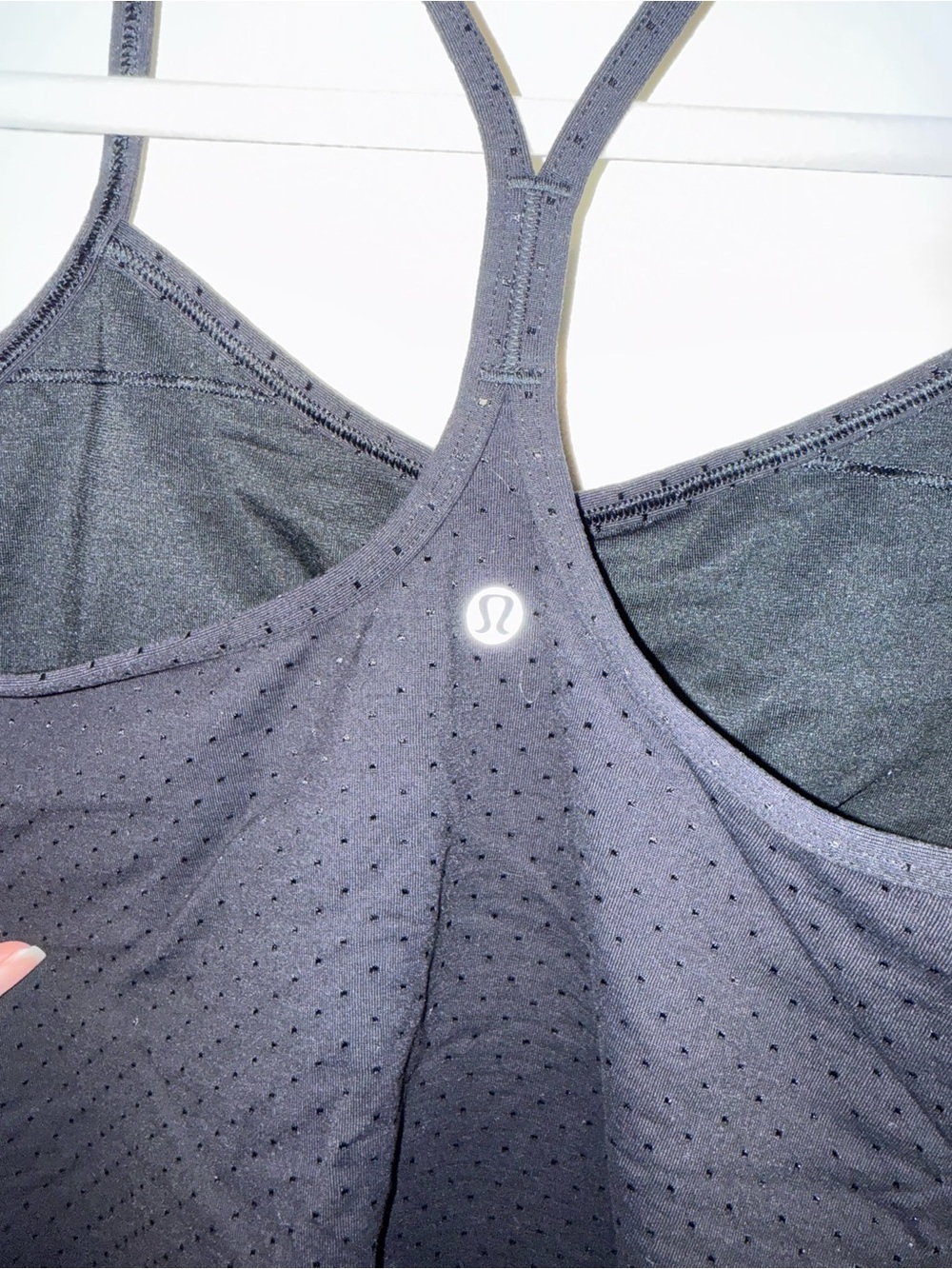 Lululemon Power Y Perforated Racerback Luon Athletic Tank Top Shine Dot Black - Picture 8 of 13